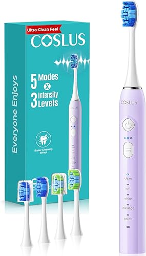 Miniatura 16 de COSLUS Cepillo de dientes eléctrico C30 para adultos: 3 intensidades y 5 modos personalizados para una sensación efectiva pero suave ultra limpia, 2