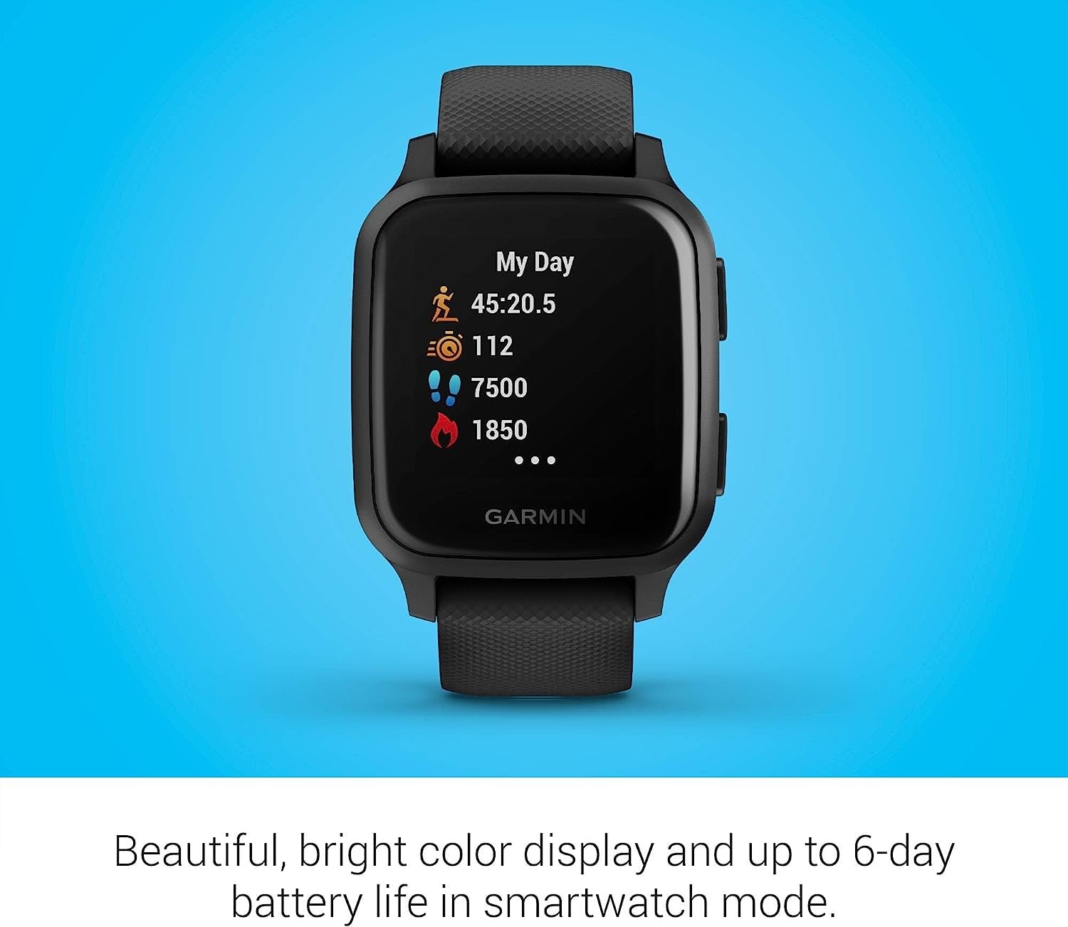 Garmin Venu Sq Music, Smartwatch GPS Sport con Lettore Musicale, Monitoraggio della Salute e Garmin Pay, Nero (Nero/Ardesia)