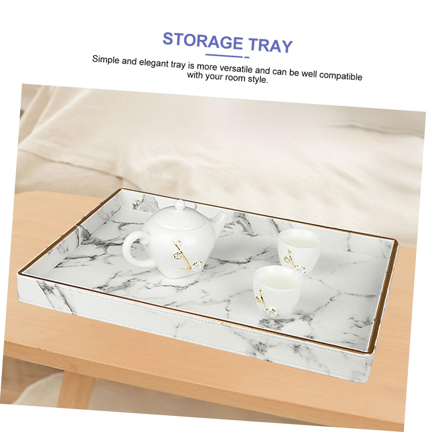 PRETYZOOM Bandeja de Almacenamiento Vetas de Mármol de Cuero, Organizador para Baño y Joyas, Resistente al Desgarro, Adecuado para Perfume y Tocador