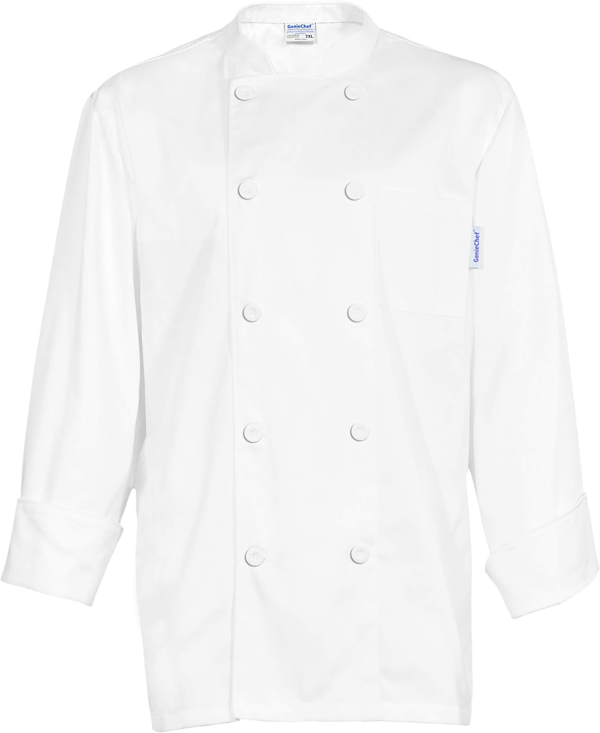 GenieChef Men's Long Sleeve Classic Chef Coat