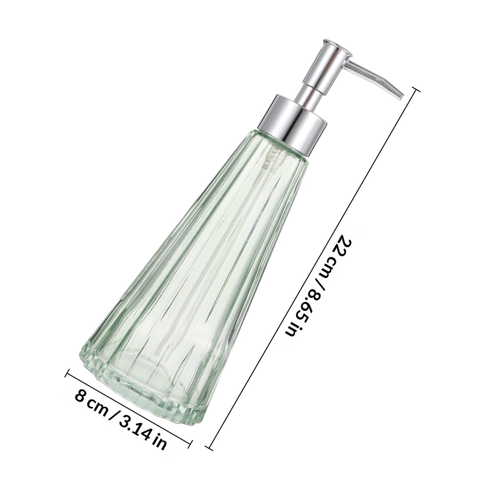 Veemoon Flacon de Lotion Rechargeable en Verre Vert Pompe Argentée 1 Pièce Flacon Secondaire pour Salle de Bain Distributeur de Savonnette Liquide et Shampooing Accessoire Élégant et