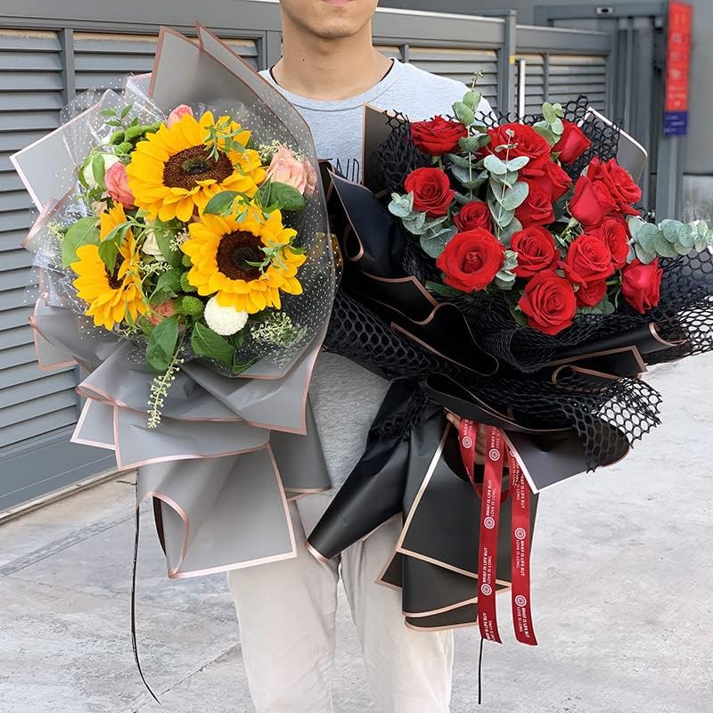 Miniatura 4 de 20 unidades de papel de regalo de flores frescas con borde dorado, manualidades, embalaje de regalo o embalaje en caja de regalo, papel de regalo de