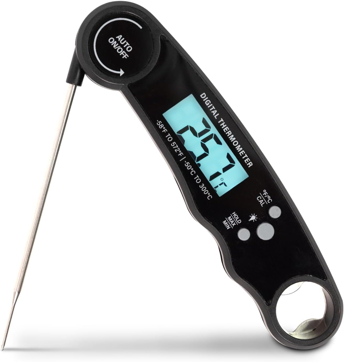 Meat Thermometer Digital Instant Read – Waterproof Food Thermometer with Backlight LCD, Foldable Probe, Magnet, Auto On/Off, °F/°C Switch for BBQ Grill Cooking Kitchen