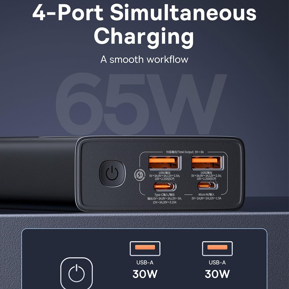 Power Bank Baseus Star-Lord, 20000mAh 65W USB - Kabel USB-C (biały)