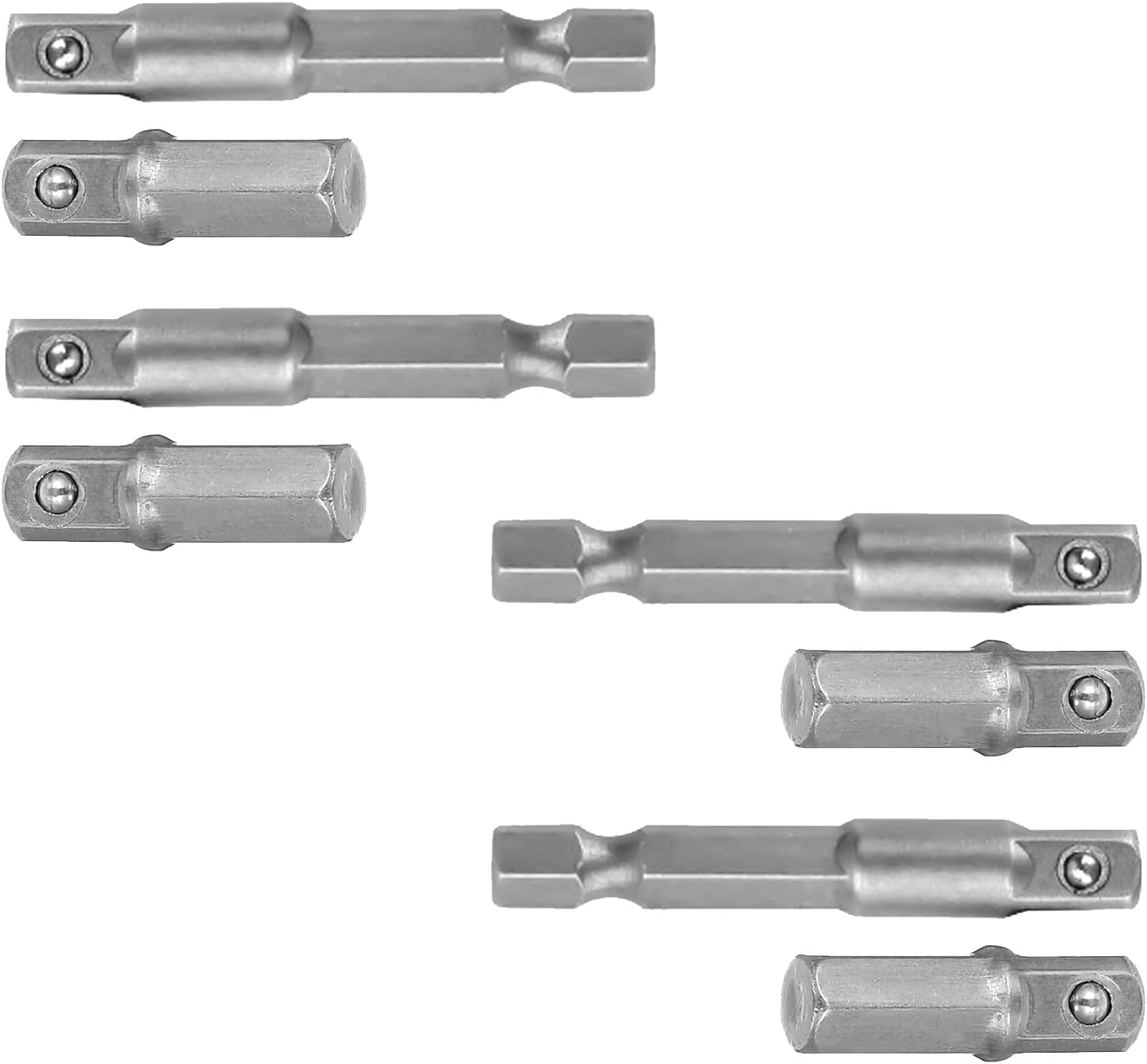 8PCS 1/4" Hex Shank to Square Socket Adapter Set - Impact Driver Socket Adapter, Hex Square Screwdriver Drill Bit Replacement Parts for Electric, Pneumatic Drills & DIY
