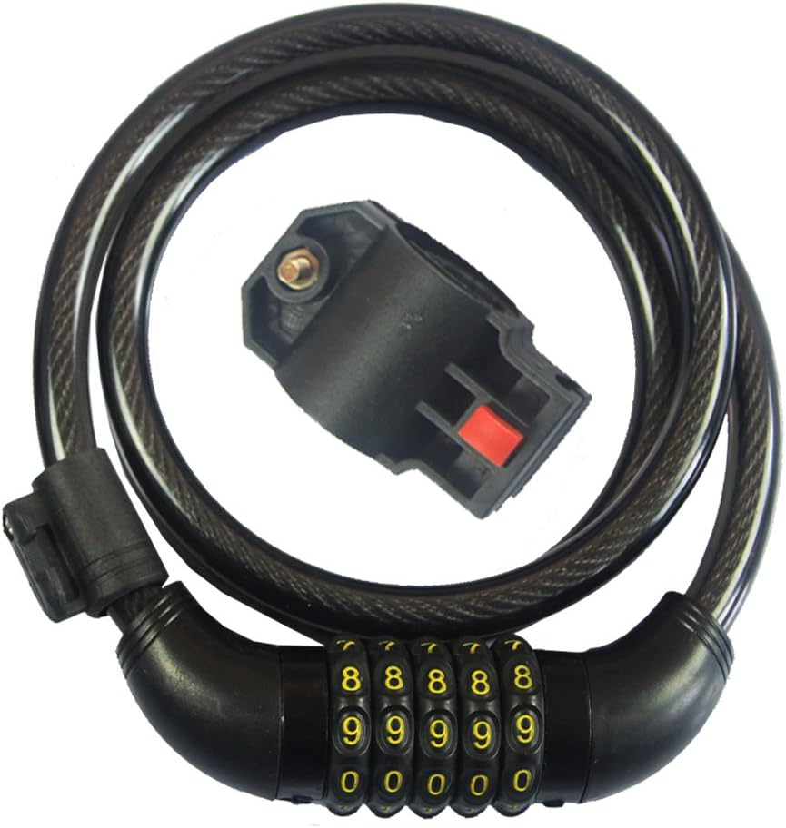 Una 5 Digital Code Password Security Anti-Theft Bicycle Bike Lock Black 12MM x 12000 MM