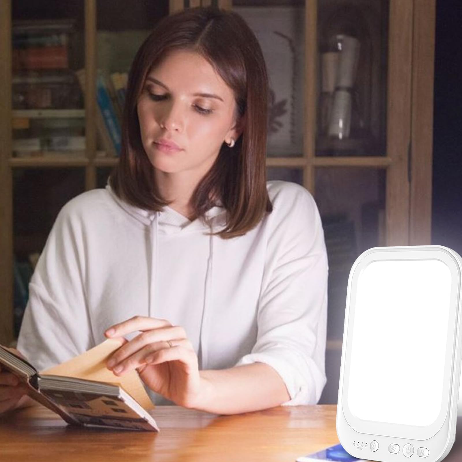 GOMETY Lampe de luminothérapie 10 000 lux avec 4 minuteries, 3 températures de couleur, lampe LED imitant la lumière du jour, support pliable.