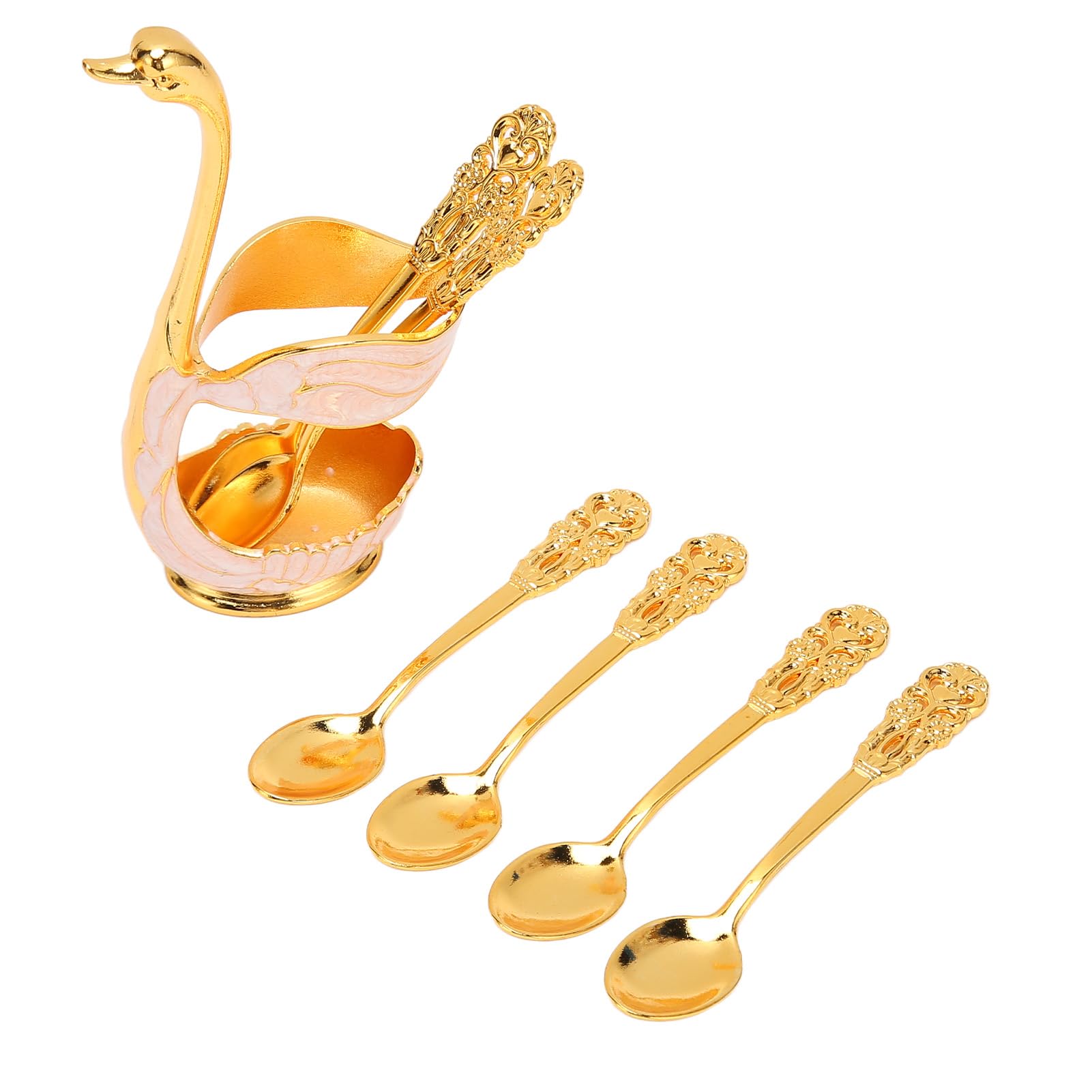Coffee Spoon Holder, Swan Base Spoon Holder Kitchen Spoon Organizer Reusable Ice Cream Scoops Swan Base Holder Spoons Set