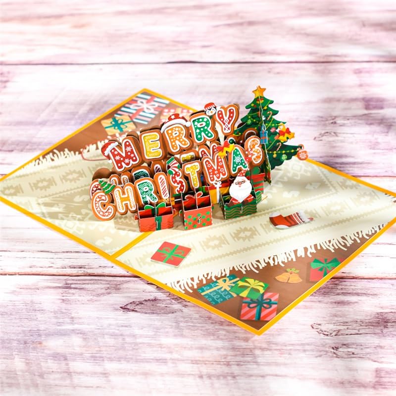 Glückwunschkarte Pop Up Weihnachtskarte 3D Gruß Geschenkkarten for Urlaub Winter Neues Jahr Frohe Weihnachten Karten (10 Packung)