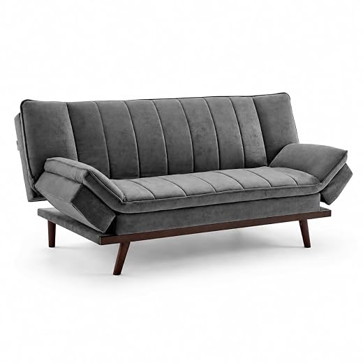 Bravich Mondaine 3 Seater Sofa Bed - Grey. Velvet Fabric Click Clack Sofa Bed, Recliner Couch To Double Bed. Space Saving Furniture For Living Room, Bedroom & Guest Room- 188 x 94 x 87cm 21 Bravich Mondaine 3 Seater Sofa Bed - Grey. Velvet Fabric Click Clack Sofa Bed, Recliner Couch To Double Bed. Space Saving Furniture For Living Room, Bedroom & Guest Room- 188 x 94 x 87cm