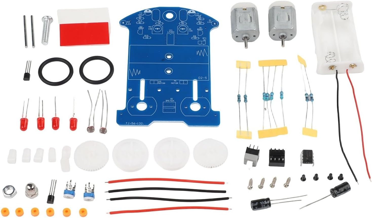 Line Following Smart Car Welding Project DIY Kit for Electronics Learning PCB Assembly Training Model with LM393 Voltage Comparator and Photoelectric Tracking System