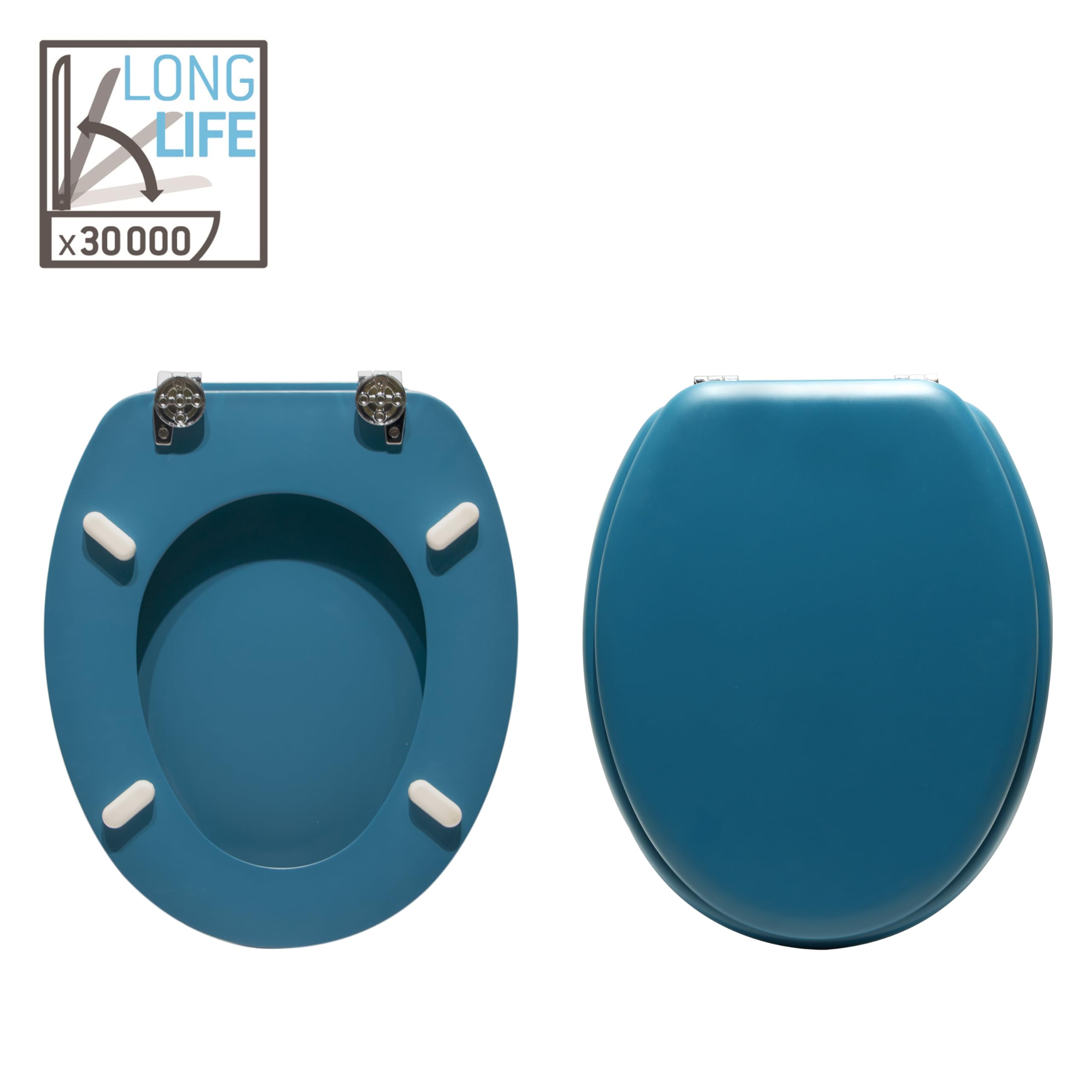 SENSEA Abattant WC POP - Ovale - Max 150 kg - MDF FSC - Bleu - Abattant de WC - Lunette de WC