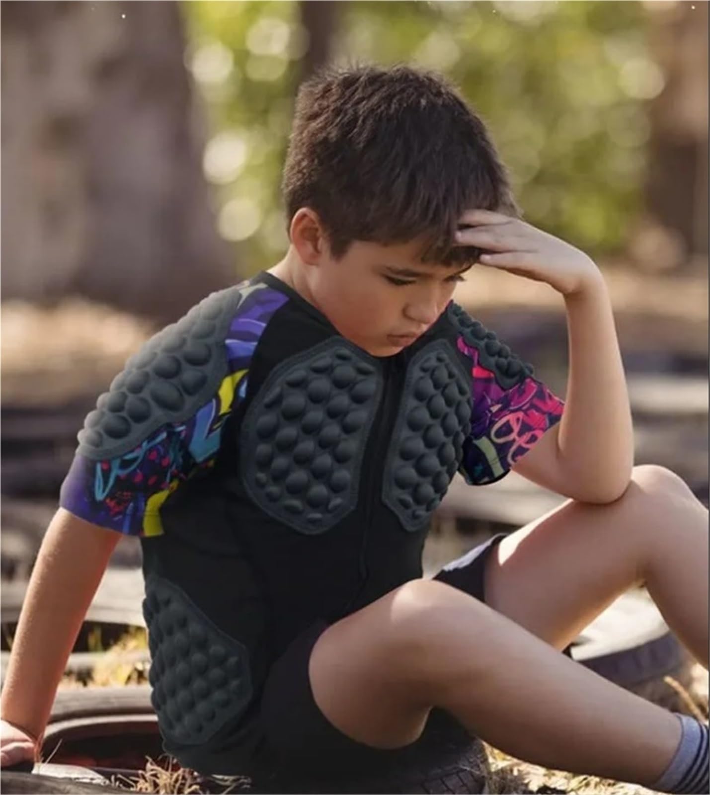 Generico Maglia da Portiere Imbottita for Bambini, Maglietta a Compressione Imbottita, Protezione for Il Torace, Maglietta for Allenamento di Calcio, equipaggiamento Protettivo Sportivo