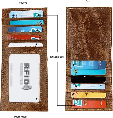 Miniatura 3 de Billetera para hombre y hombre, delgada, de gran capacidad, 100% de piel, con ventana de identificación, con bloqueo RFID, estilo largo, estilo