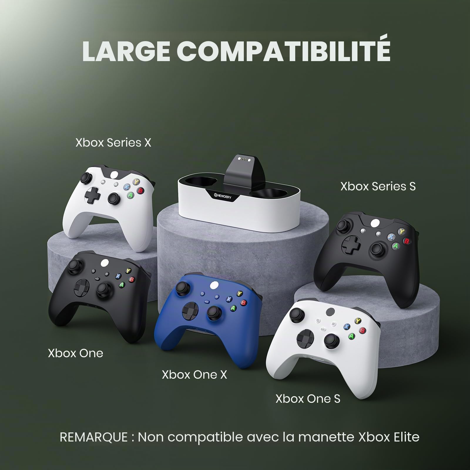 NEWDERY Station de Charge Solo pour manettes sans Fil Xbox, Station de Charge Rapide, Support de Charge Simple pour Manette Xbox One/Series X|S