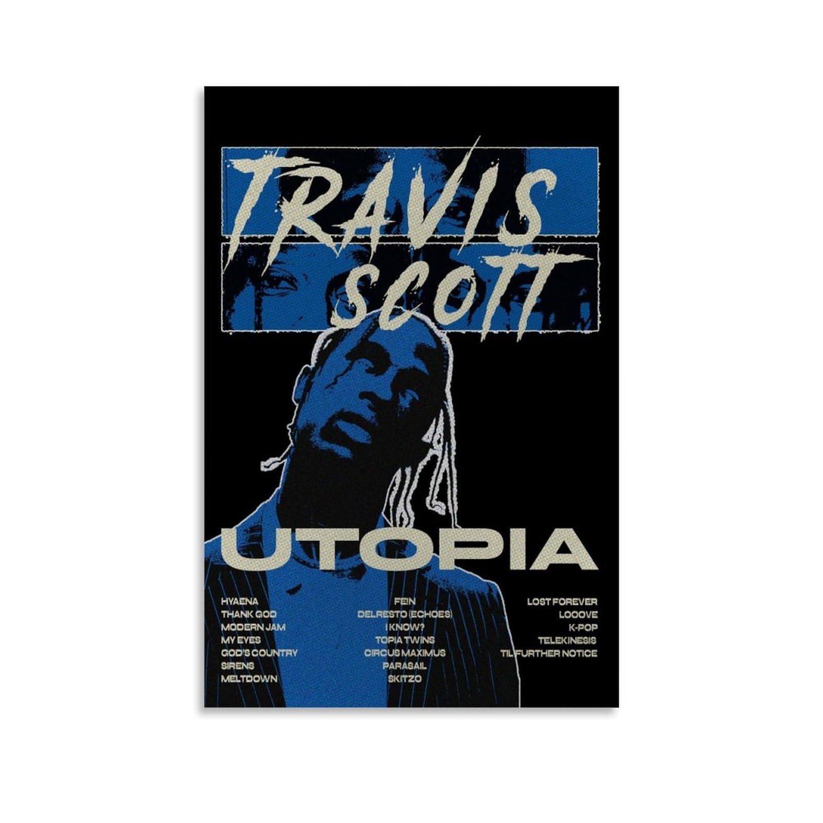 Travis Poster, Scott Rapper, Musikalbum, Vintage-Utopia-Poster für Zimmer, ästhetische Leinwand, Wandkunst, Schlafzimmerdekoration, 30 x 45 cm