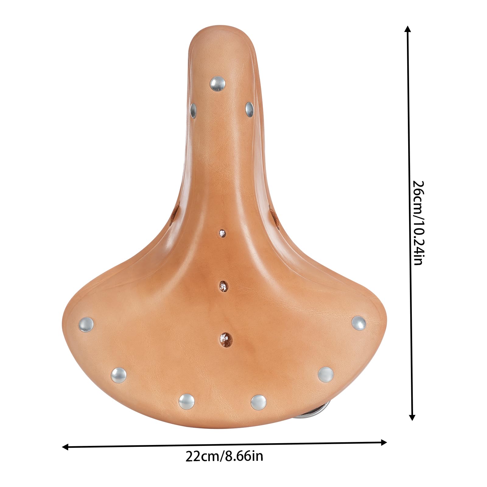 Selle Vélo Rétro Cuir 3 Ressorts – Marron Clair – Universel – Citybike Hollandais