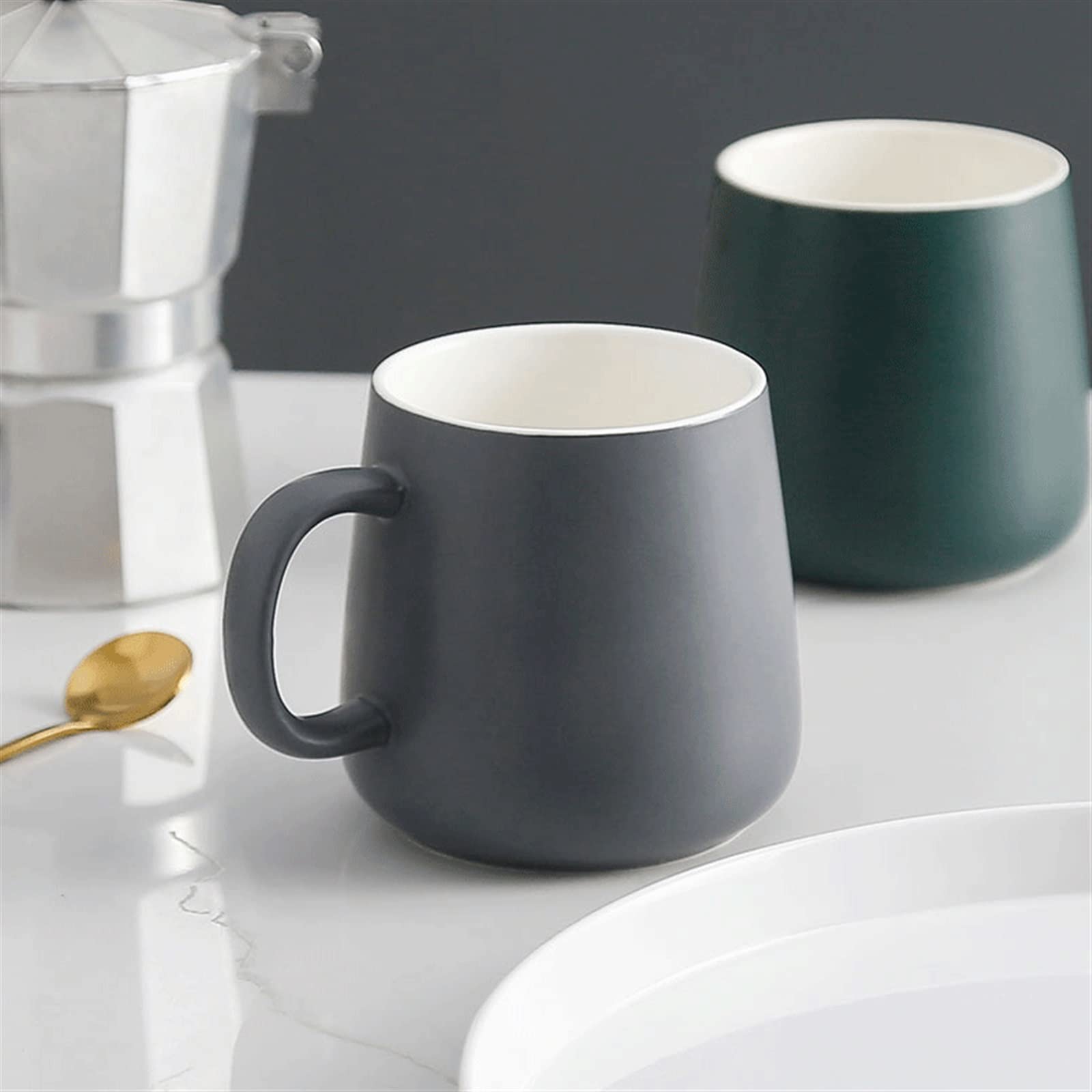 Tazas Taza de café de cerámica Simple de 380ML, Taza de Leche for el hogar, Taza de Desayuno, Taza for Beber en la Oficina Taza de cerámica (Color : Grey)