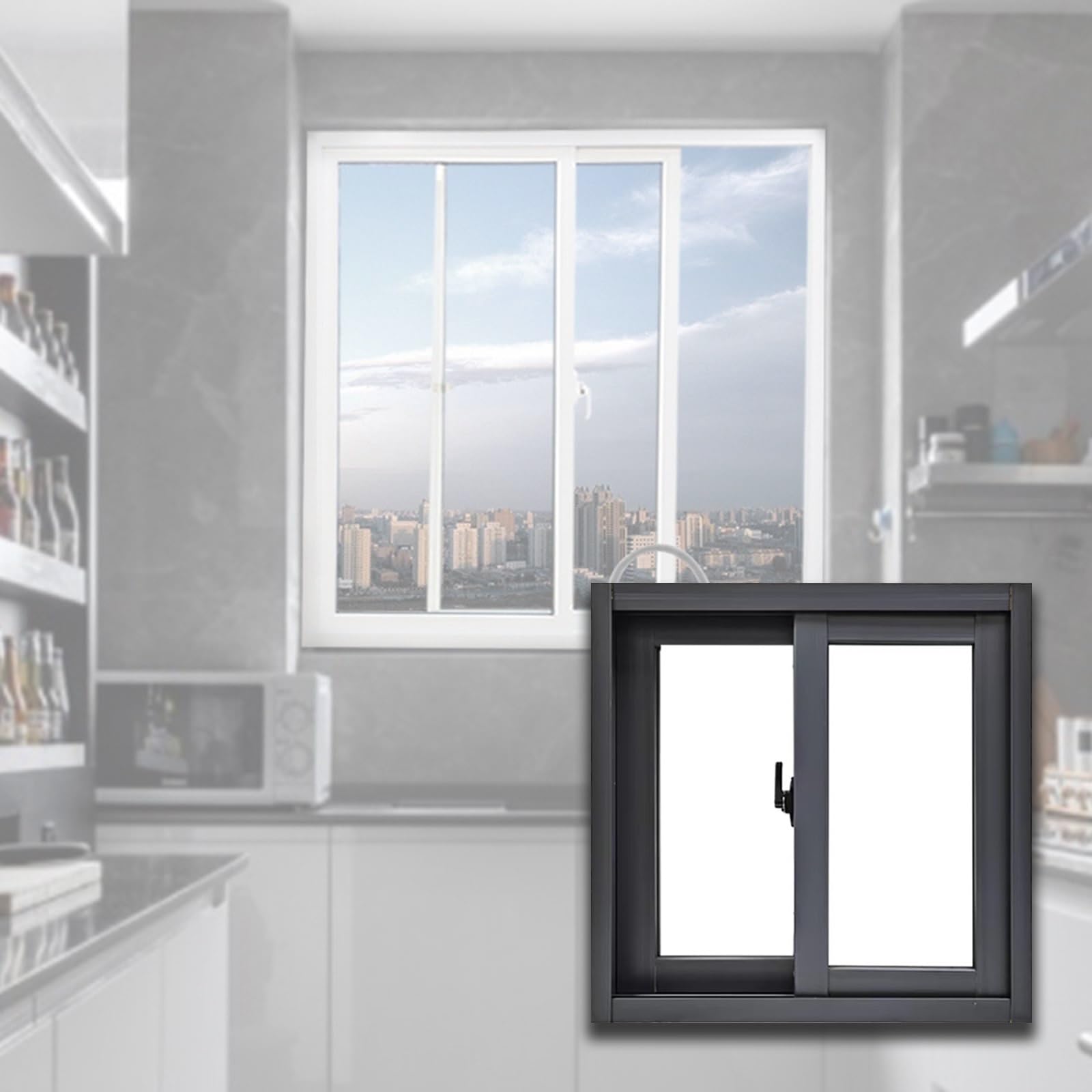 Ventana corrediza horizontal de aluminio blanco de 25 x 18 pulgadas para cobertizos, gallineros, sótanos, eficiencia energética, fácil instalación