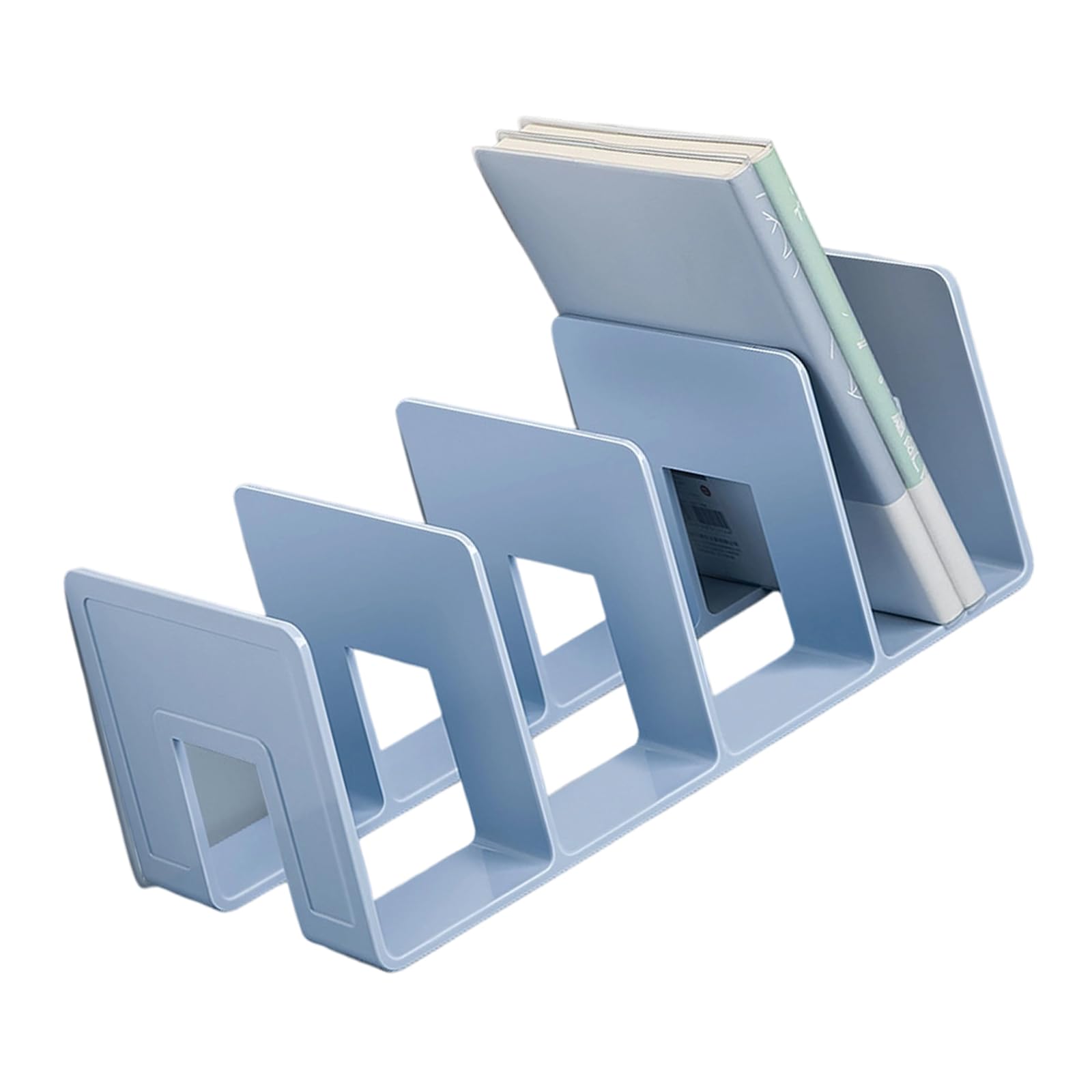 Book End for Shelves 4 Compartments End Desk Stopper Magazine Stand Space Saving Organiser Acrylic Bookends for Shelves