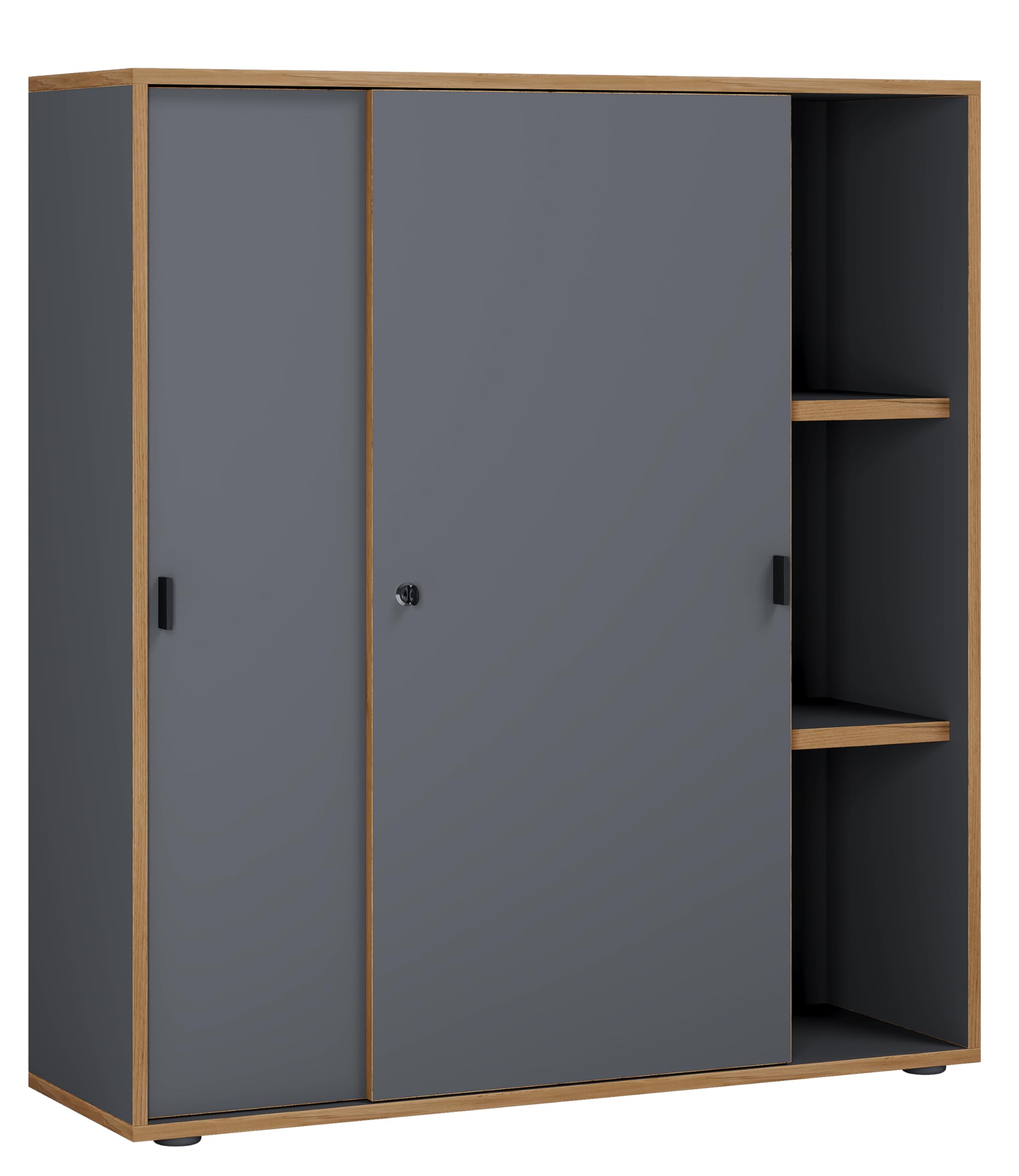 VCM Armoire de Bureau à 3 Compartiments | Armoire à dossiers Moderne à Portes coulissantes | Dimensions : env. H 110 x L 100 x P 37 cm – Salia 3 Compartiments Anthracite