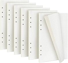 6 Packs of A5 Sheets with Holes 6 Holes Squared Paper Refill 270 Sheets/540 Pages for Ring Binder A5 Notebook Journal Sheets