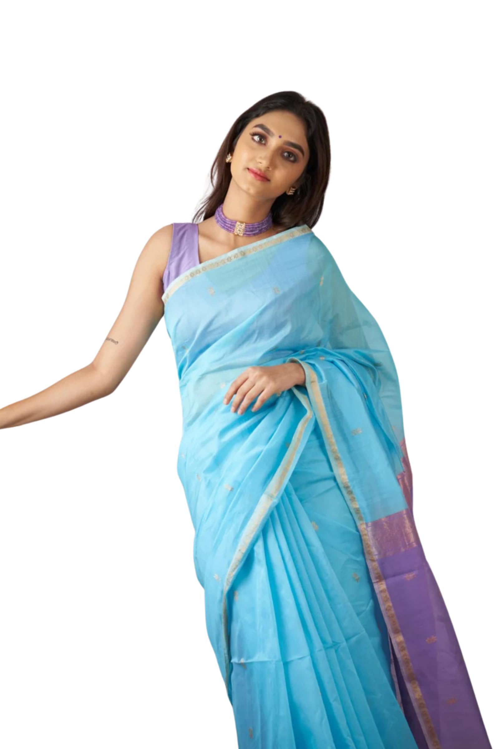 Women's Cotton Soft Silk Sarees | Jamdani Cotton Saree With Attach Unstitched Blouse Piece-image-34