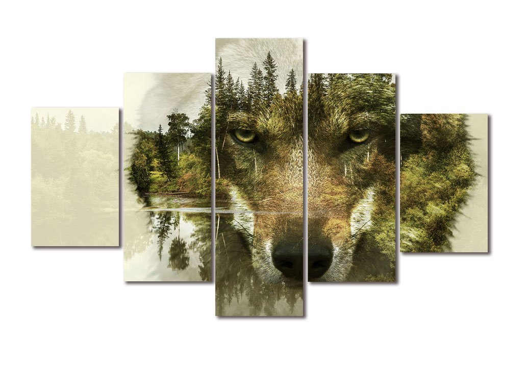Gohipang-Novel Design Wall Art Canvas Painting Wolves in The Forest Fashion Decoration Picture for Bedroom and Living Room (Unframed-30x40cmx2p+30x60cmx2p+30x80cmx1p)