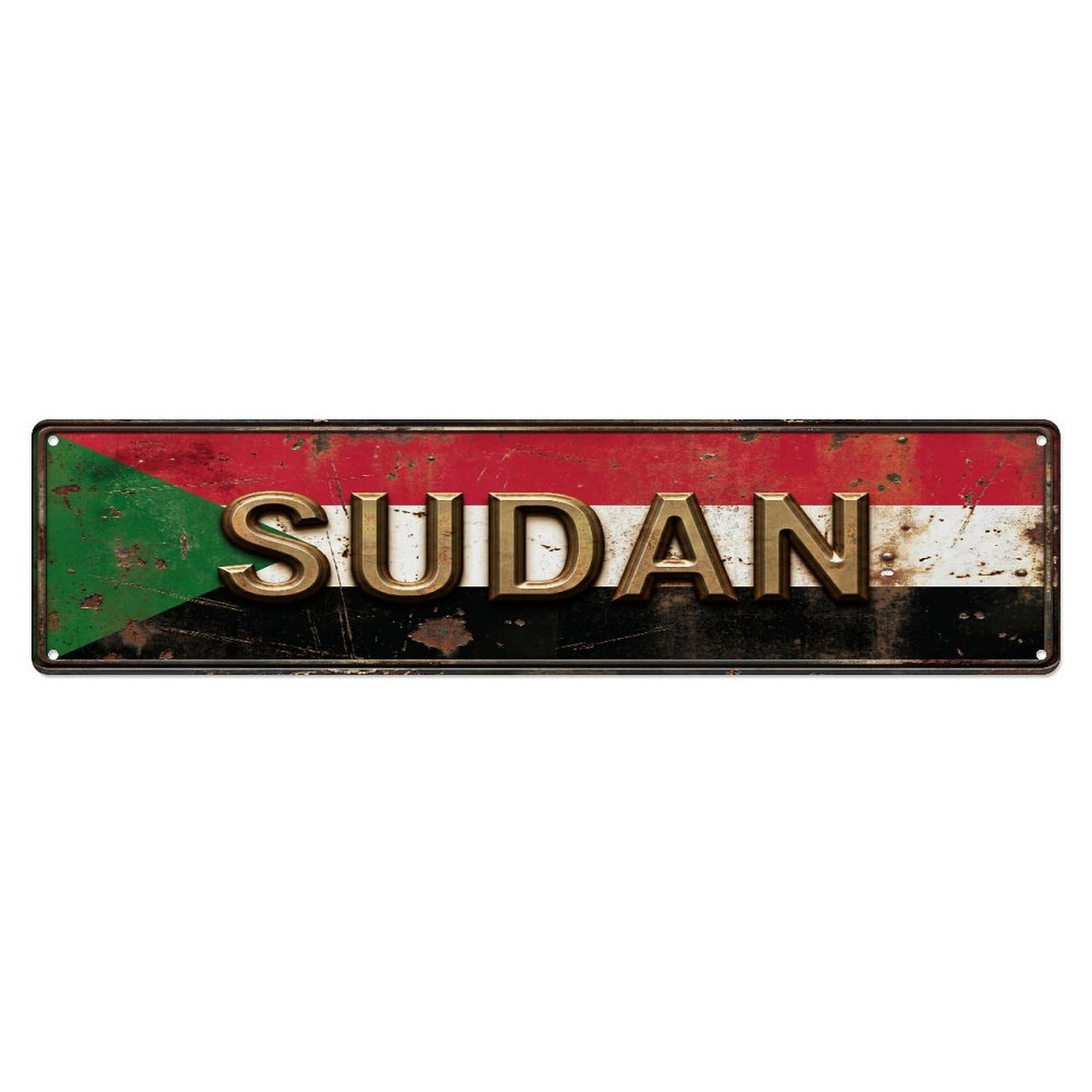 Xanthor Style Metal Tin Sign Vintage Sudan Flag Pattern