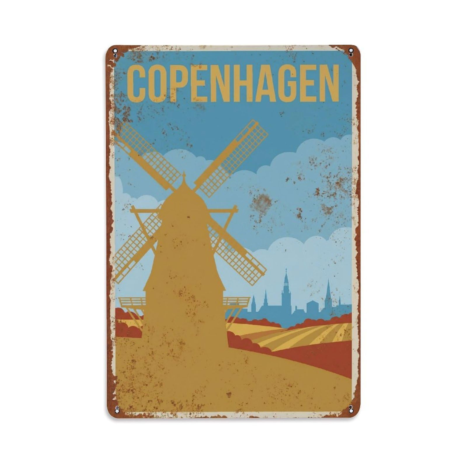 Este 8X12inch Style Vintage Travel Copenhagen Denmark Adored Metal Tin Sign