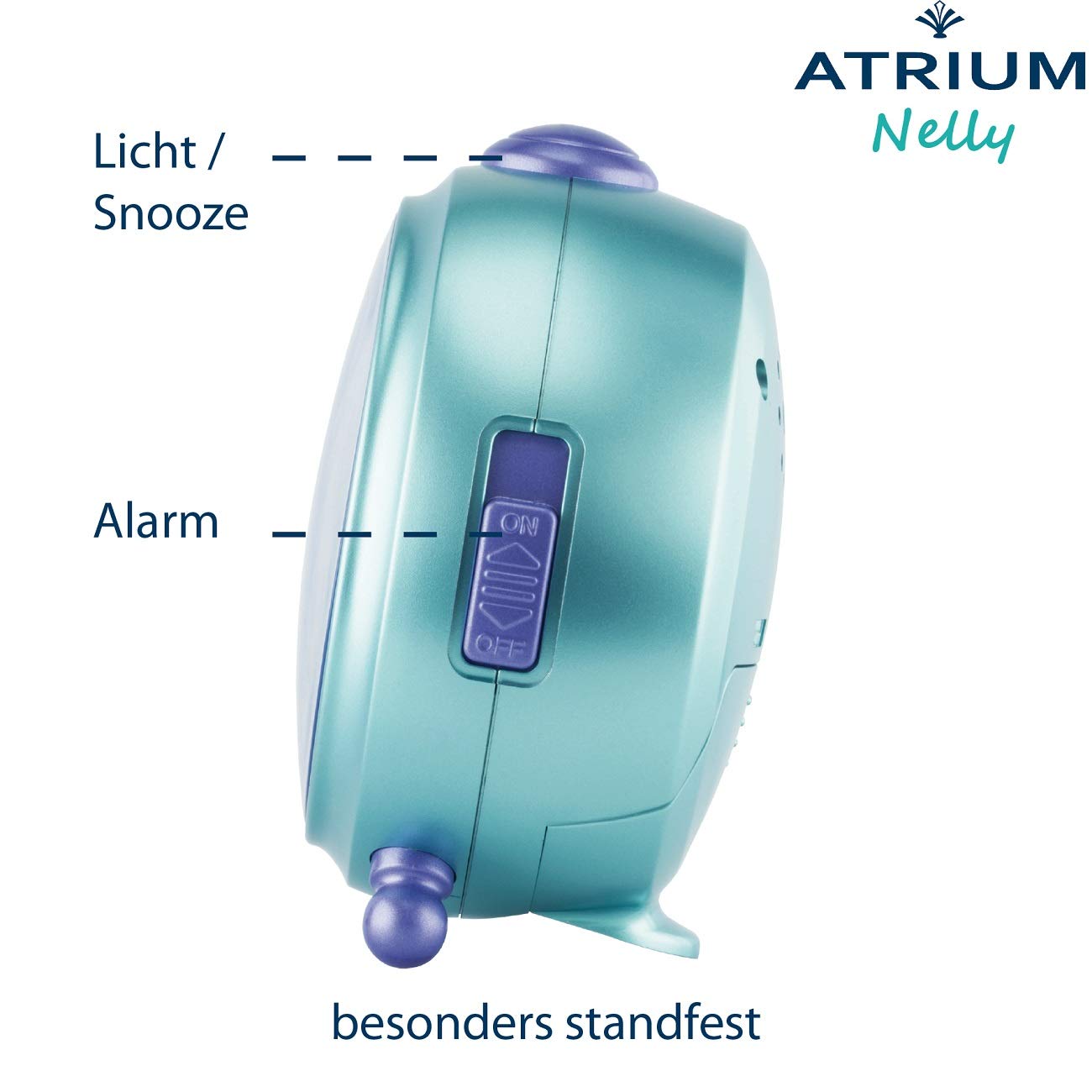 Atrium Kinderwecker Mädchen Nelly Meerjungfrau Türkis Lila Analog Quarz ohne Ticken mit Licht und Snooze A932-13