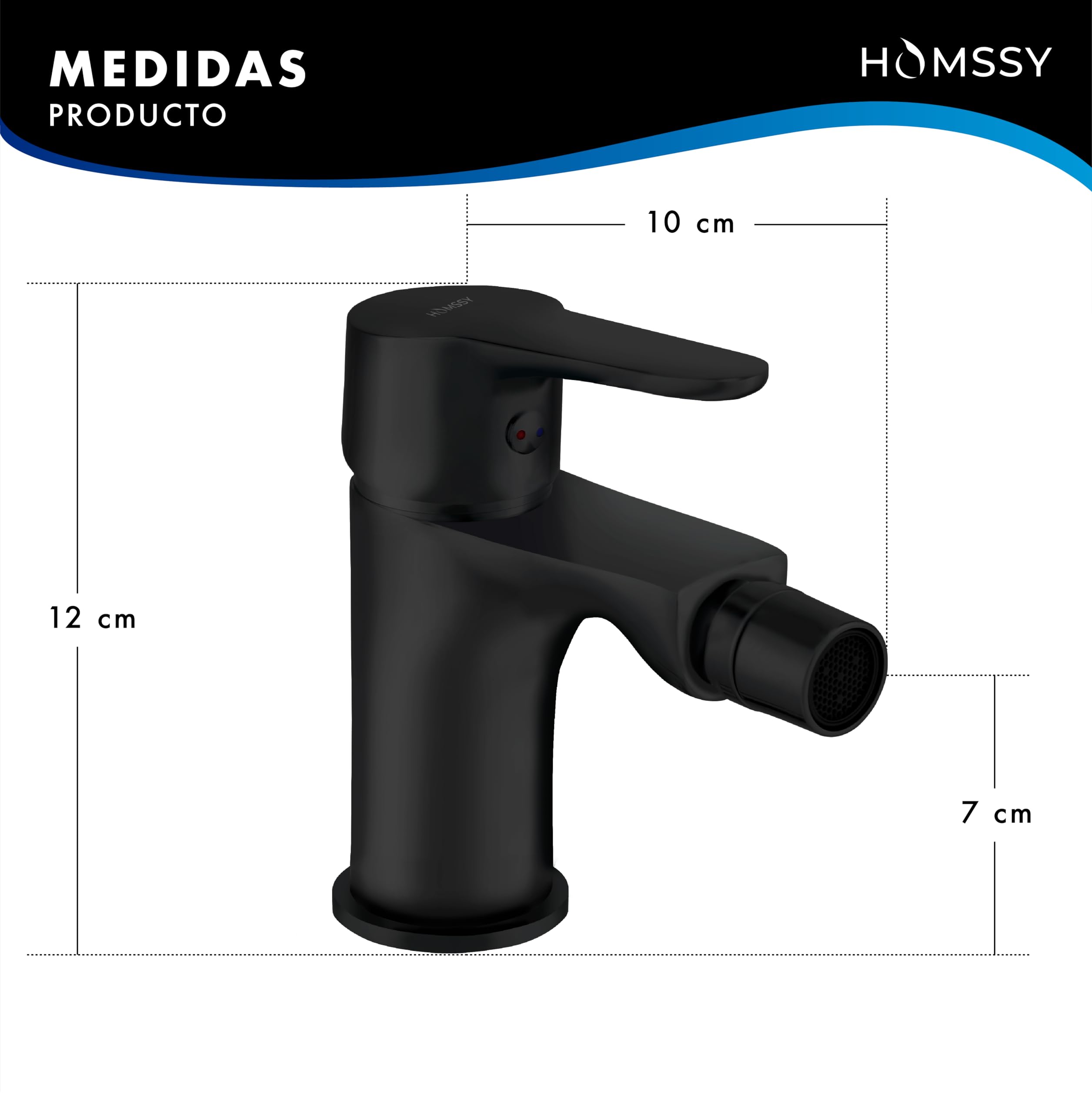 Grifo Monomando para Bidé – Cuerpo de Latón, Acabado en Negro Mate, Perlizador Orientable – Diseño Estilizado y Funcional (Negro)