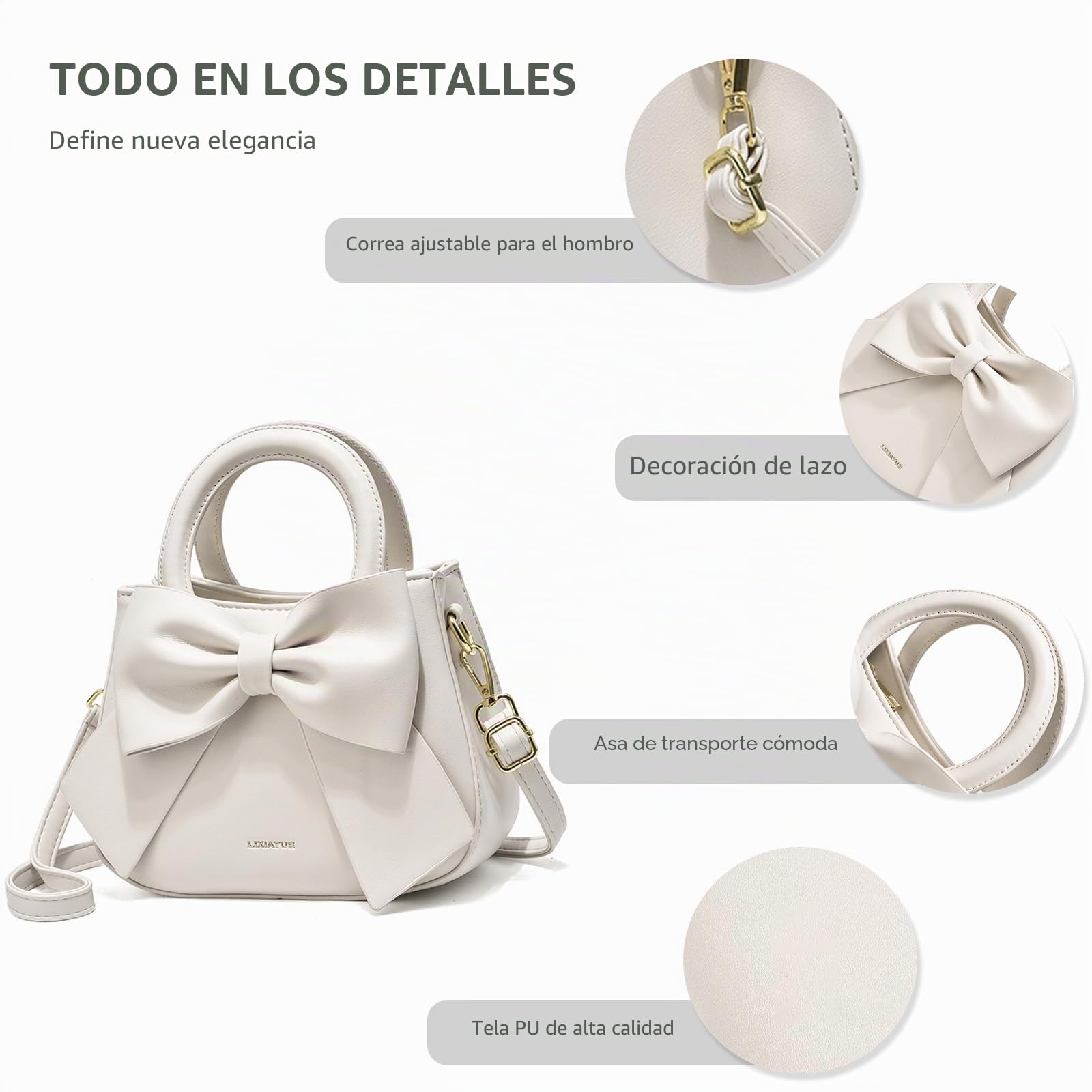 NICOLE & DORIS Bolso de Mujer de Mano Pequeños Bolso Bandolera Bolso Niñas Lindo Bolso de Mensajero Bolso Hombro de Cuero PU Bolsos con Pajarita Rosa