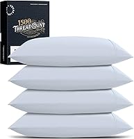 Vista 20 de TEXAS LINEN CO. Juego de 4 fundas de almohada 100% algodón egipcio, tamaño estándar/Queen, lujosas fundas de almohada de algodón de 1500 hilos