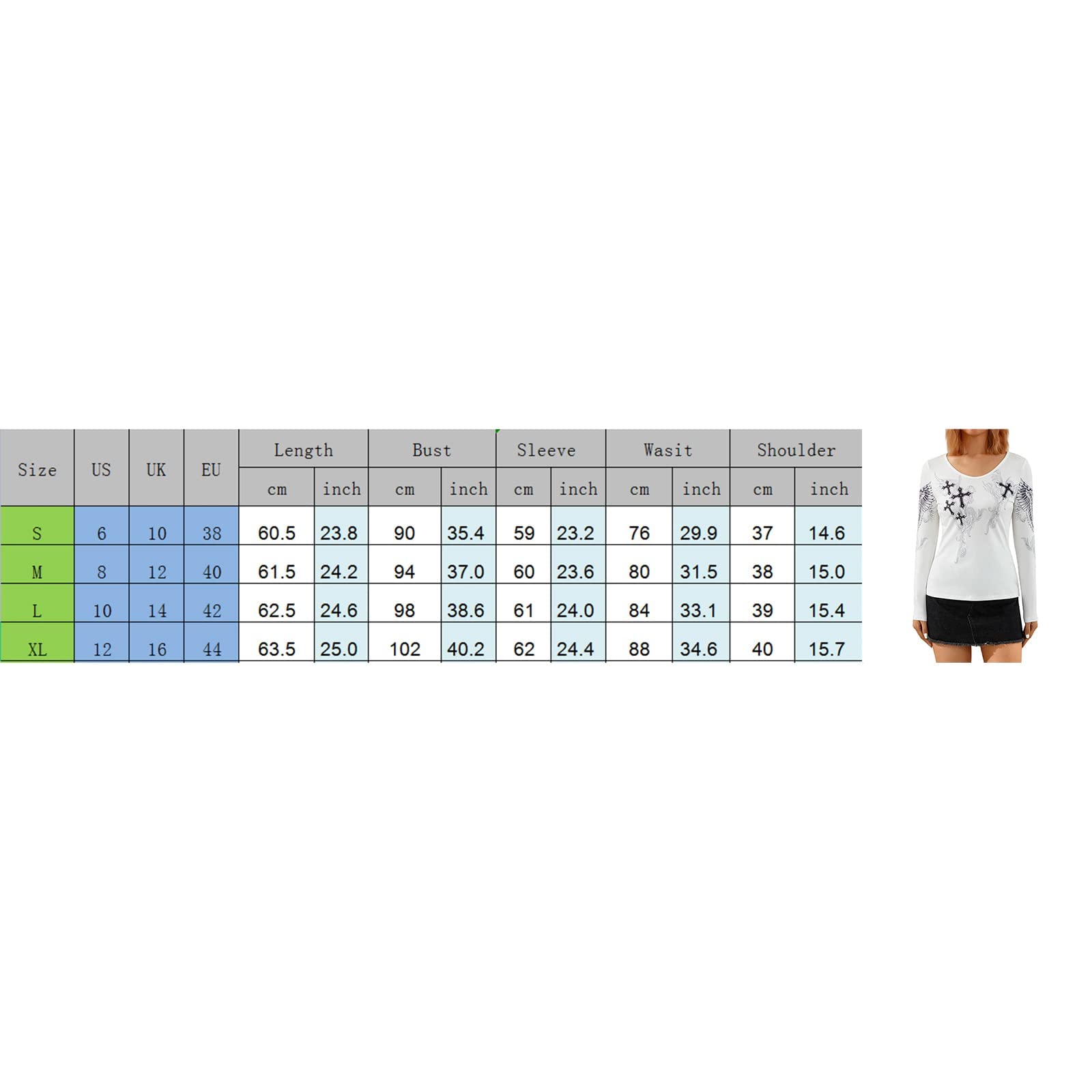 Damskie topy Y2K z długim rękawem wróżka grunge estetyczne koszule nastolatki vintage graficzne slim fit koszulki