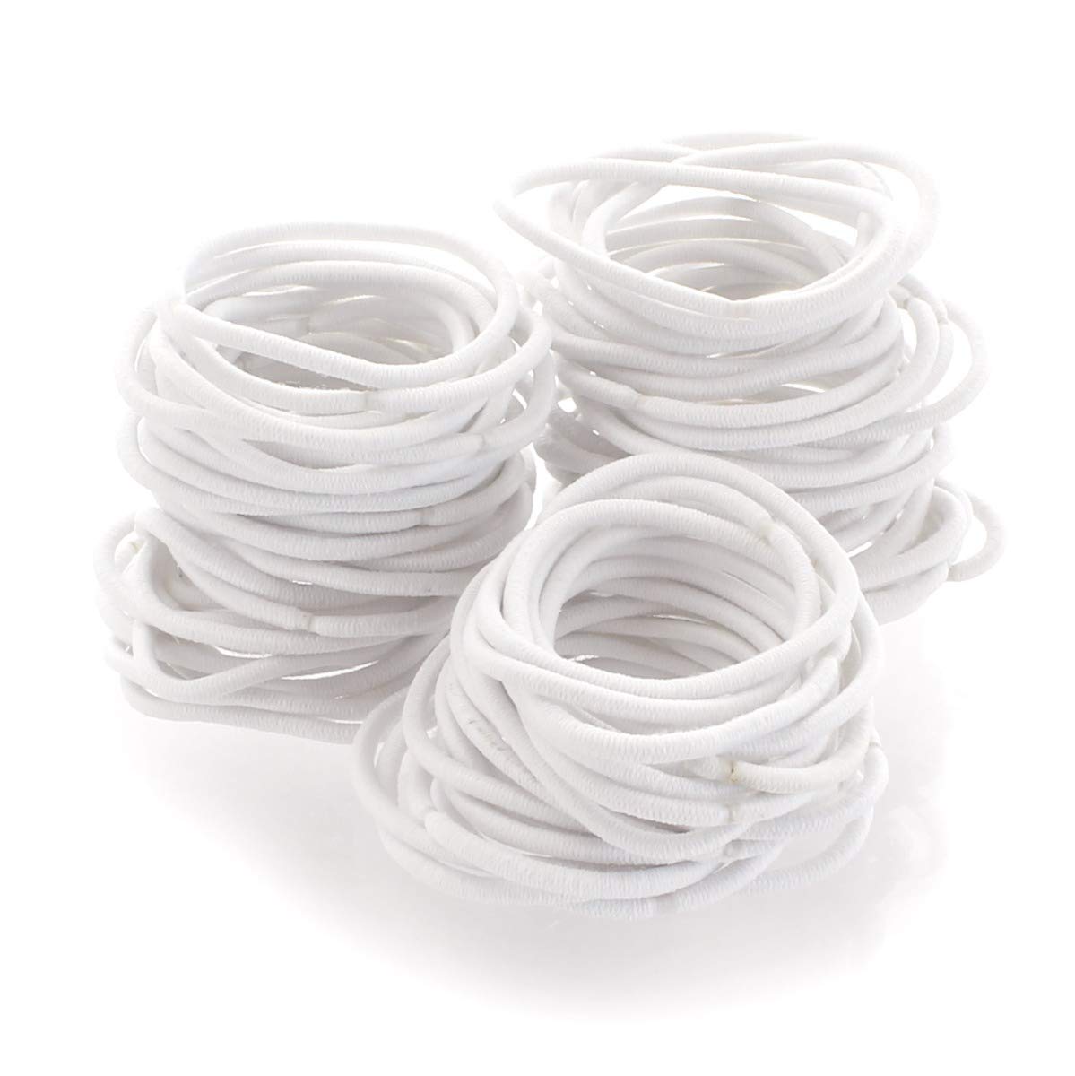 My Lello Small Hair Elastics Ponytail Holders No Damage No Metal - 100 Pack White