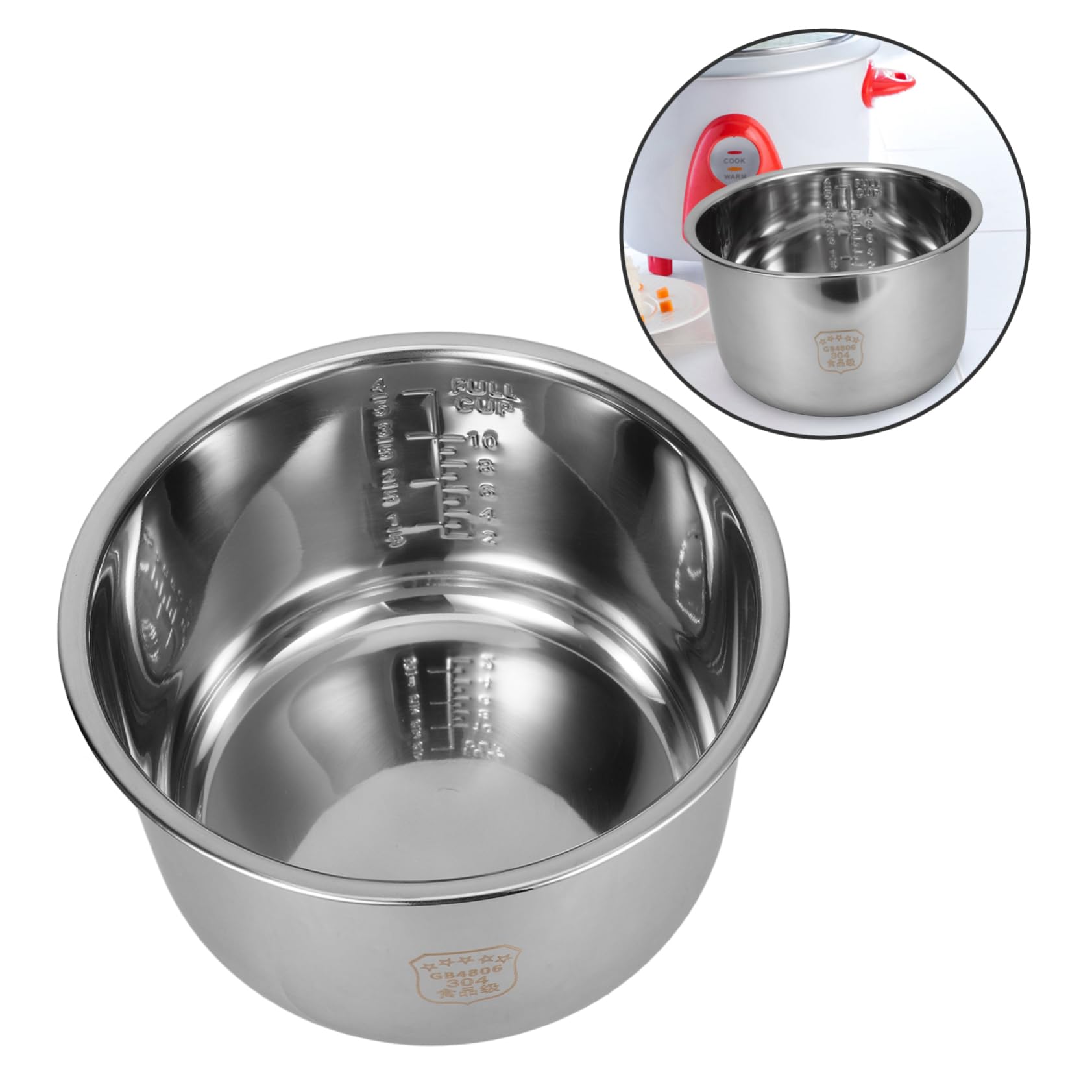 COLLBATH Pentola per Cuociriso Acciaio Inossidabile Design Antiaderente e Multifunzionale Accessorio per Cucina Elettrica Compatibile con Cuociriso Standard