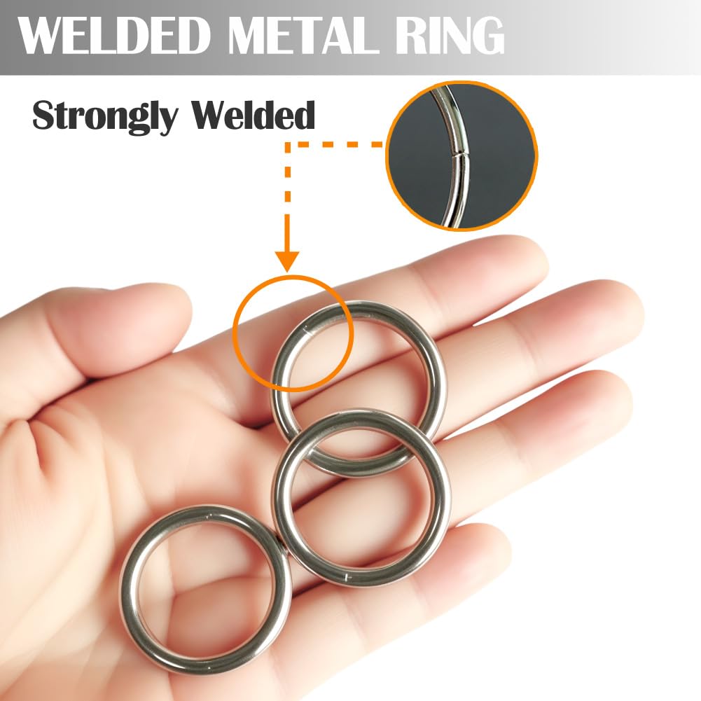 PATIKIL 4 Pcs 316 Stainless Steel Welded Rings - 0.8" Inner Diameter, Marine Grade