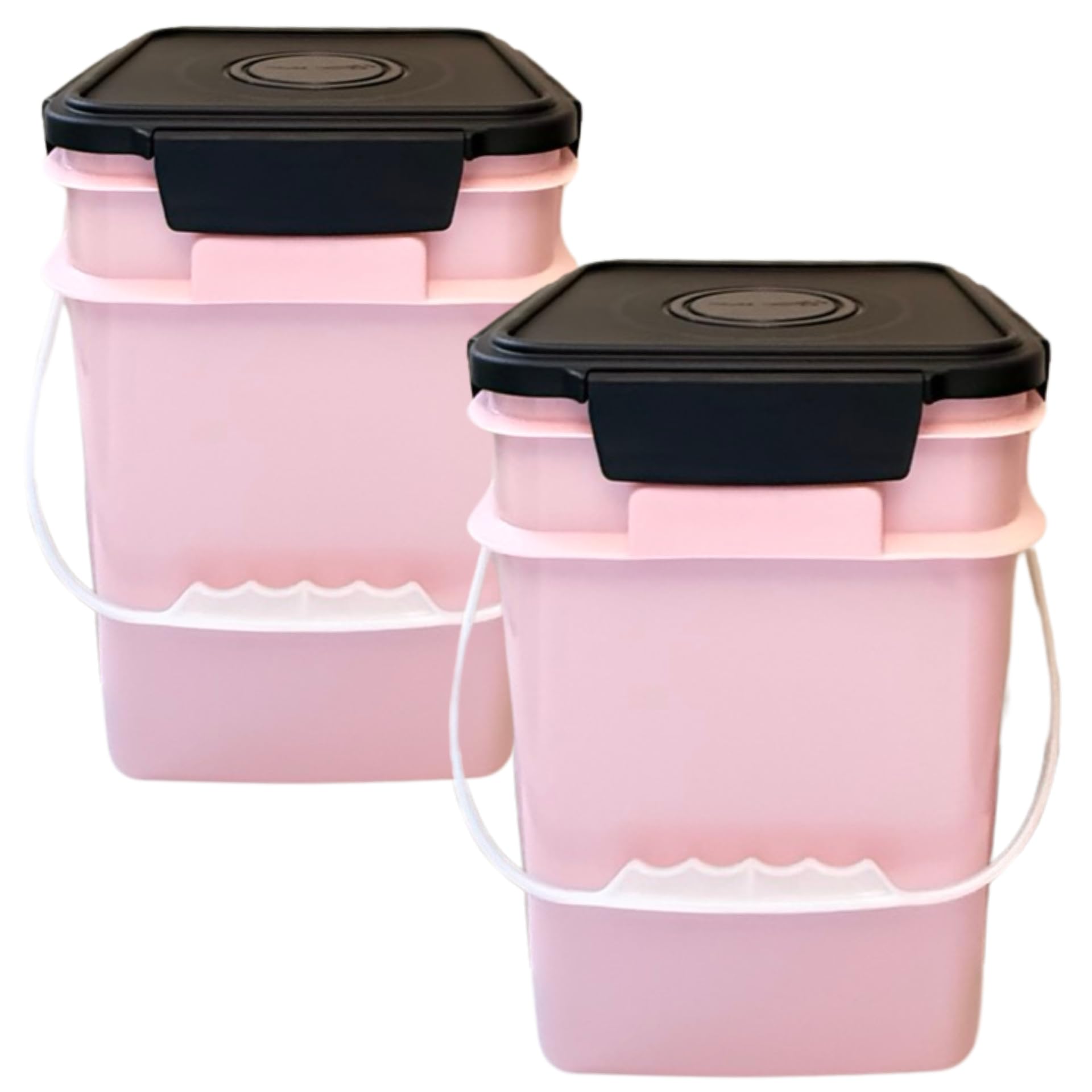 House Naturals 4 Gallon Square Food Grade Plastic Bucket with Lid, Made in USA (Pack of 2) (Pink)