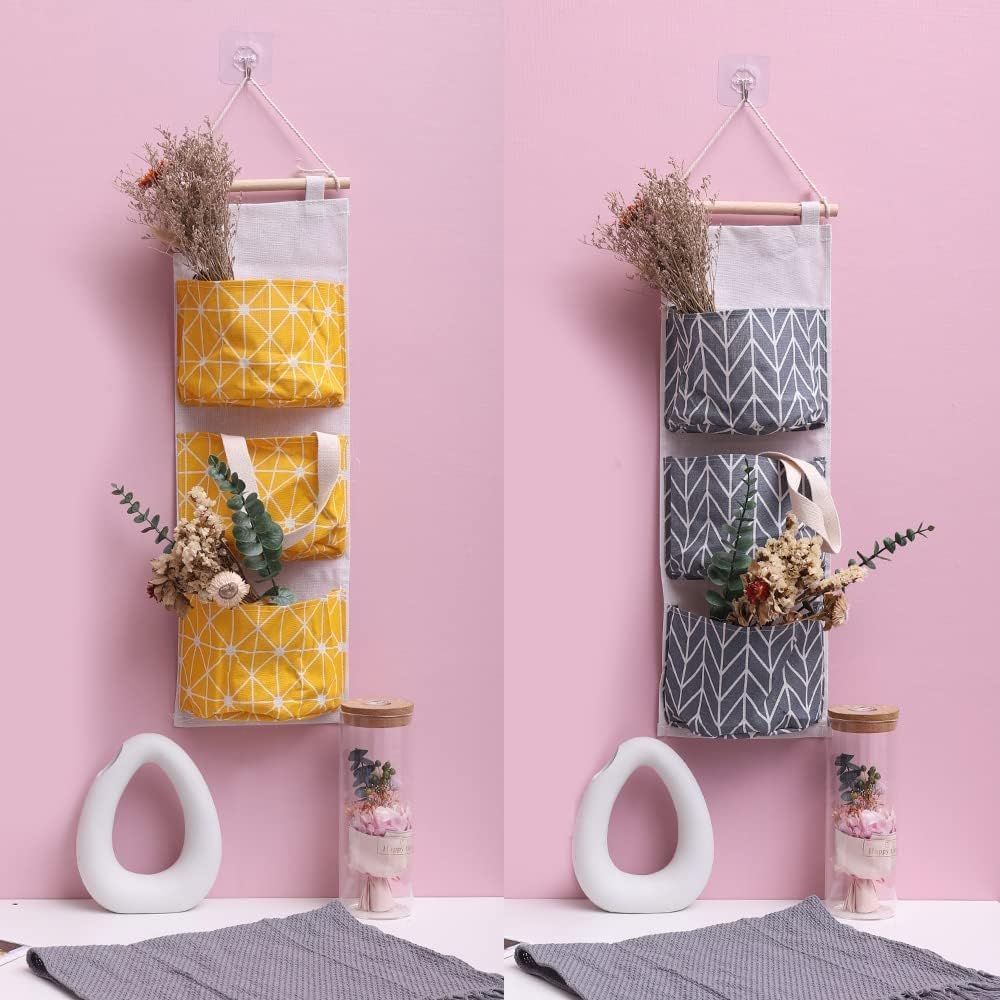 Organizer Da Parete Con 5 Tasche - Borsa Portaoggetti In Cotone Per Cucina, Bagno, Camera | Risparmio Spazio