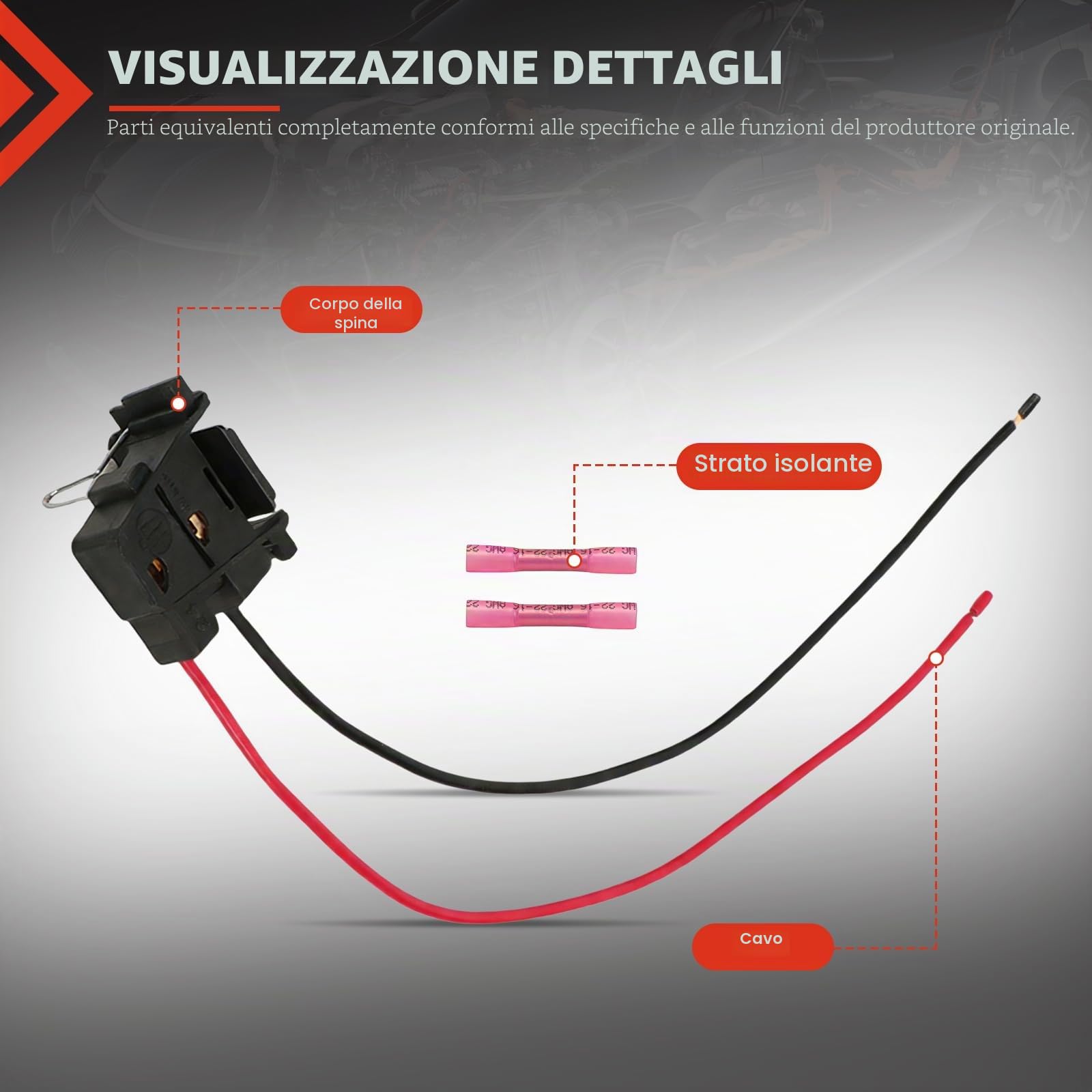 2 Portalampada H7 Per 500 500C (312) 51787491 Kit Riparazione Per Portafari Attacco Lampadina Alogena Con 4 Tubi Termorestringenti 51787492