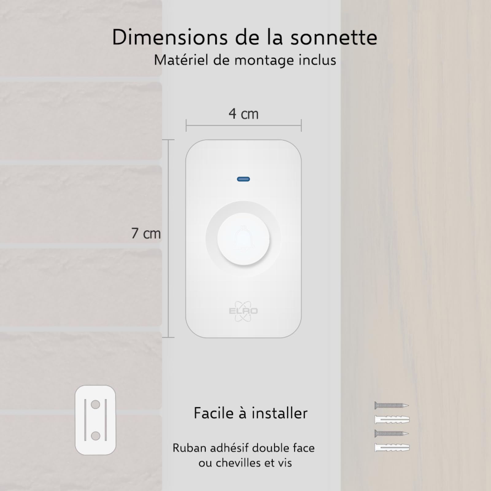 ELRO DB3000 Sonnette de Porte sans Fil - avec 2X récepteur à Piles - 64 Mélodies - Distance sans Fil : 300m - Blanc