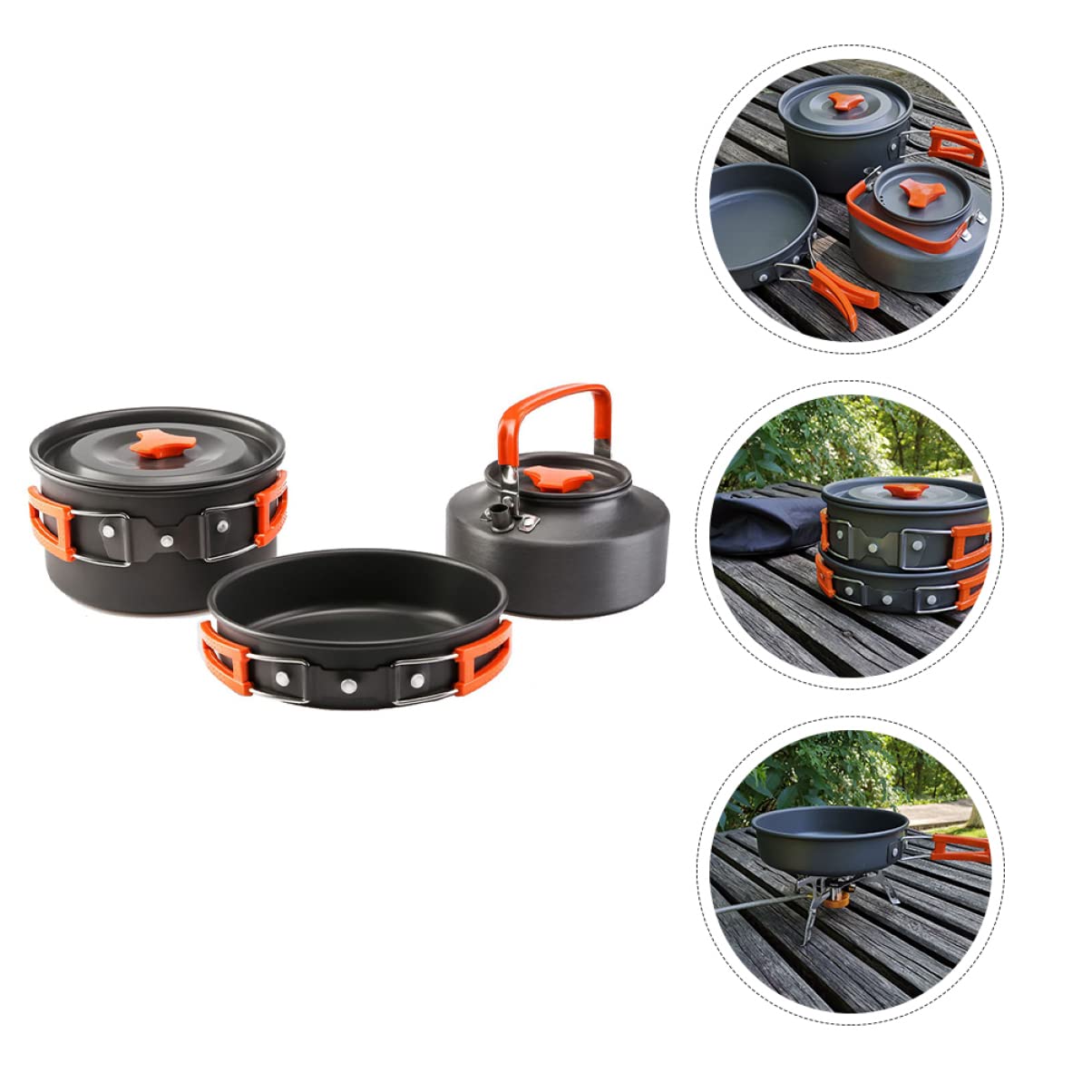 SOIMISS 1Juego Utensilios de Cocina para Exteriores de Olla de Camping de Aleación de Aluminio para Personas Herramienta Portátil de Cocina para Acampar y Mochilear