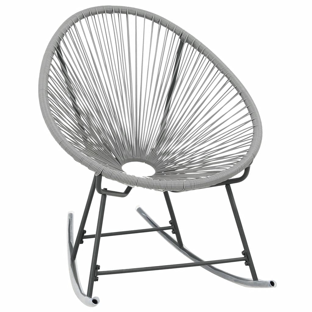 Sedia a dondolo da giardino, a forma di luna, per balconi, terrazze, soffitti, piscine, grigio, resistente alle intemperie, facile da montare