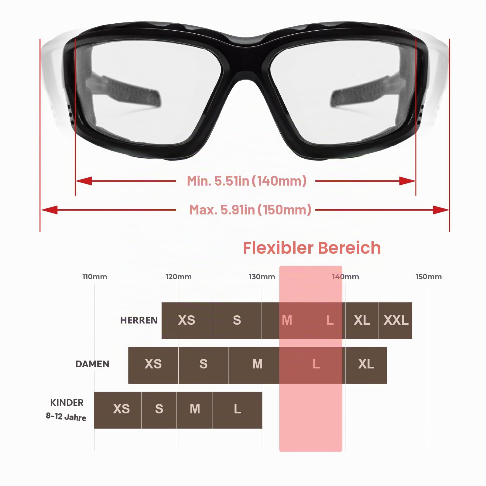 Motorradbrille mit Schaumstoffdichtung und Halteband für Motorradfahren Powersports UTV ATV Offroad Winddichte Schutzbrille mit klarer Sicht für Herren und Unisex