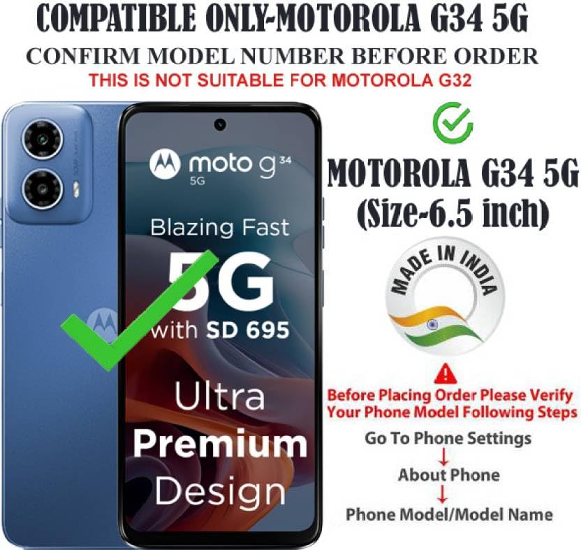 Image of Flip Cover Compatible for Moto G45 5G, Moto G34 5G, Motorola G45 5G, Motorola G34 5G flip Cover - Rose Black