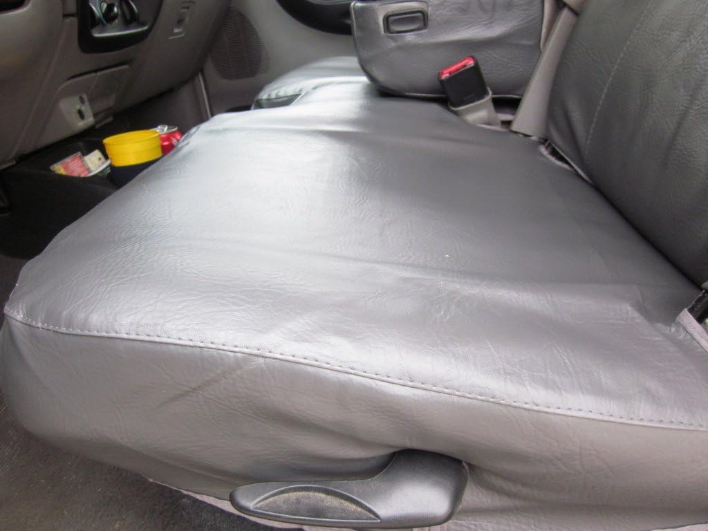 Durafit Seat Covers Made to fit 1998-2001 Ford Ranger XLT XCab Front High Back 60/40 Split Bench with Molded Headrests and Opening Center Console in Dark Gray Leatherette