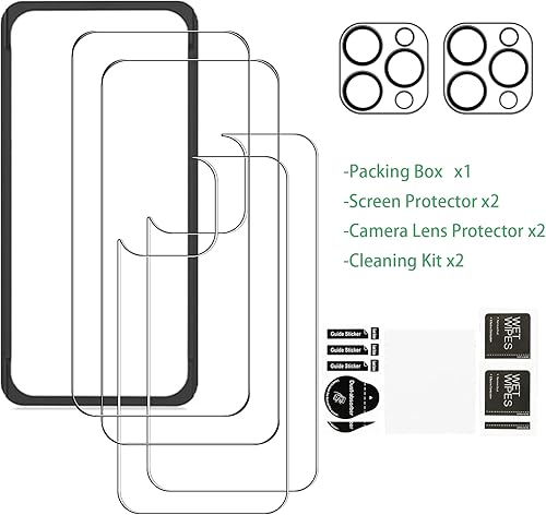 Miniatura 6 de Protector de pantalla para iPhone 15 Pro, 2 protectores de vidrio frontal + 2 vidrios traseros + 2 protectores de lente de cámara vidrio templado