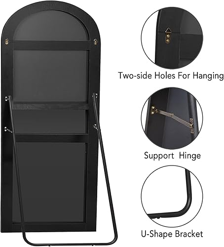 Miniatura 8 de PexFix Espejo de longitud completa, espejo arqueado negro de 71 x 31 pulgadas, espejo grande de pie inclinado y colgante [71 x 32 pulgadas, negro]