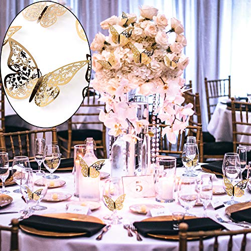 Aiex 24Pcs 3D Butterfly Wall Stickers 3 Sizes Butterfly Wall Decals Room (Golden) #TOP5